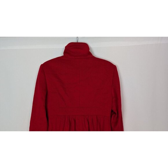 BOSTON PROPER sz 10 100% Wool Winter Coat Peacoat Jacket Long Peplum Mock Neck - Picture 9 of 12